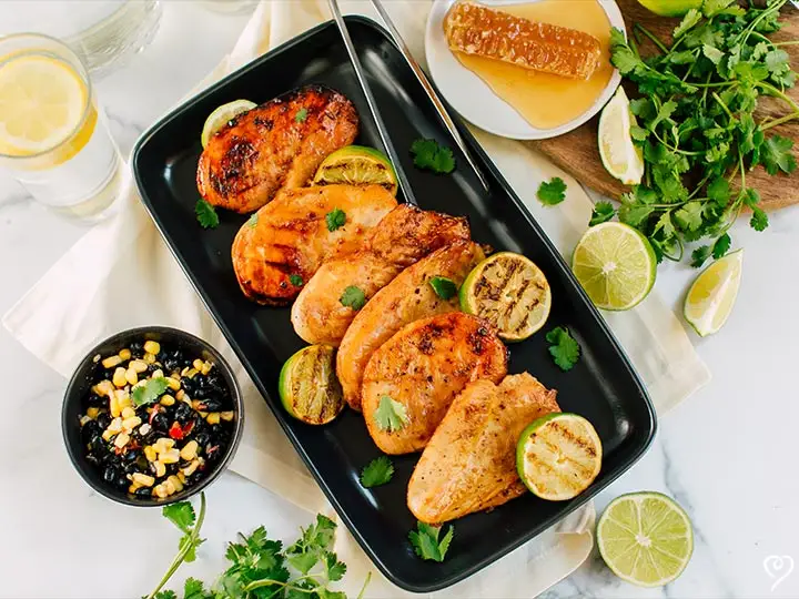 Charred Honey Lime Chicken with Mexican Street Corn