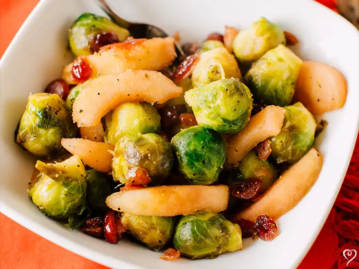 Tangy Brussels Sprouts and Apples with Cranberries