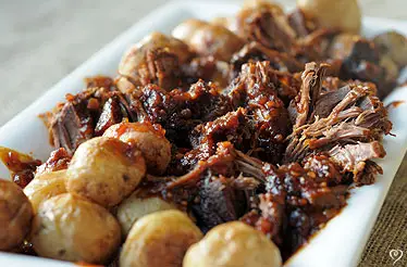 Slow Cooked BBQ Beef with Baby Bakers