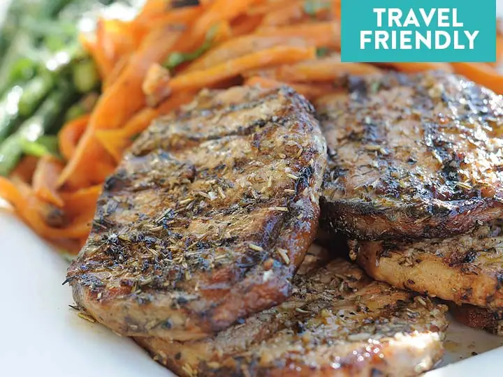 Campfire Grilled Pork Chops with Sweet Potato Fries
