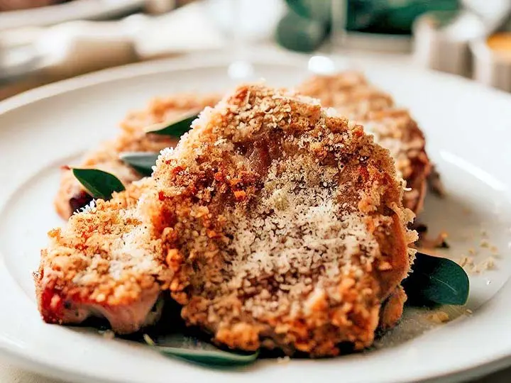 Parmesan Crusted Pork Chops with Sauteed Green Peas