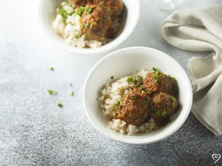 Moroccan Beef Meatballs with Cranberry Almond Couscous