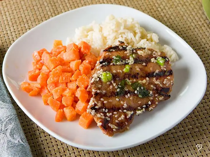 Savory Grilled Chicken with Sesame Honey Butter & Sweet Gingered Carrots