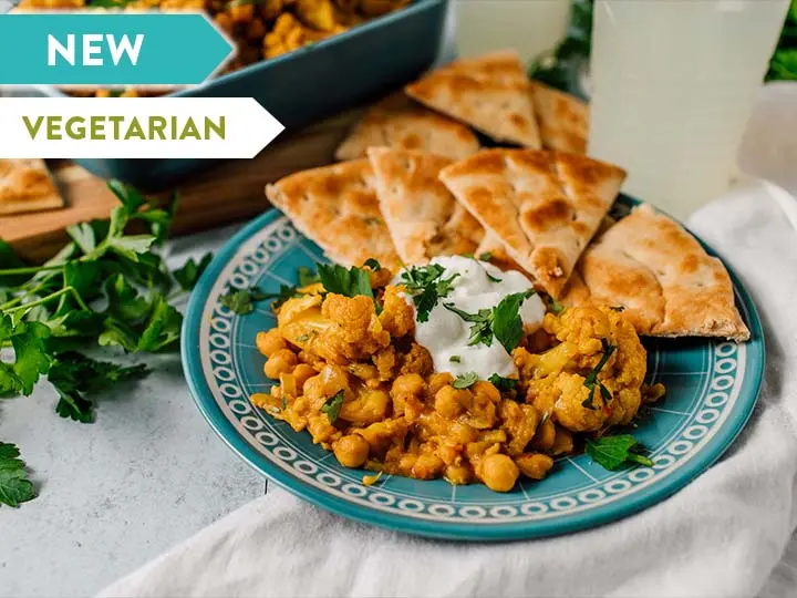 Spiced Chickpea and Cauliflower with Pita Bread