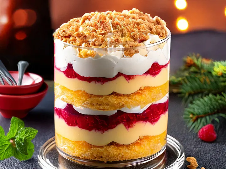 Raspberry Eggnog Trifle