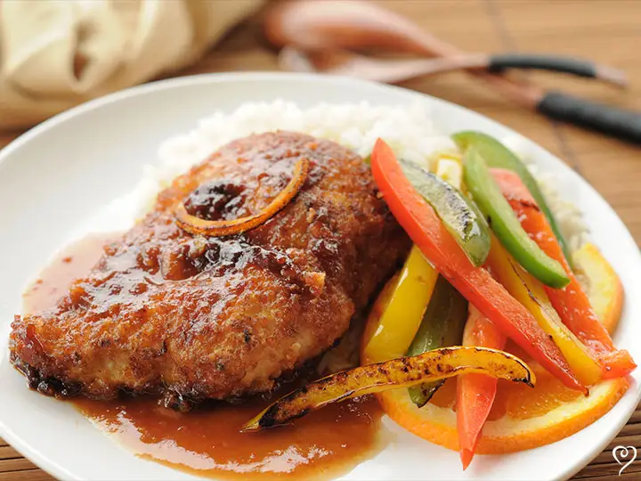 Orange Asian Chicken with Garden Vegetable Rice