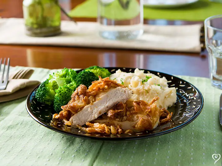 Crispy French Onion Chicken with Oven Roasted Broccoli