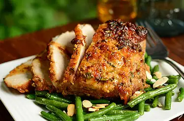 Honey Chipotle Pork Roast with Almond Green Beans